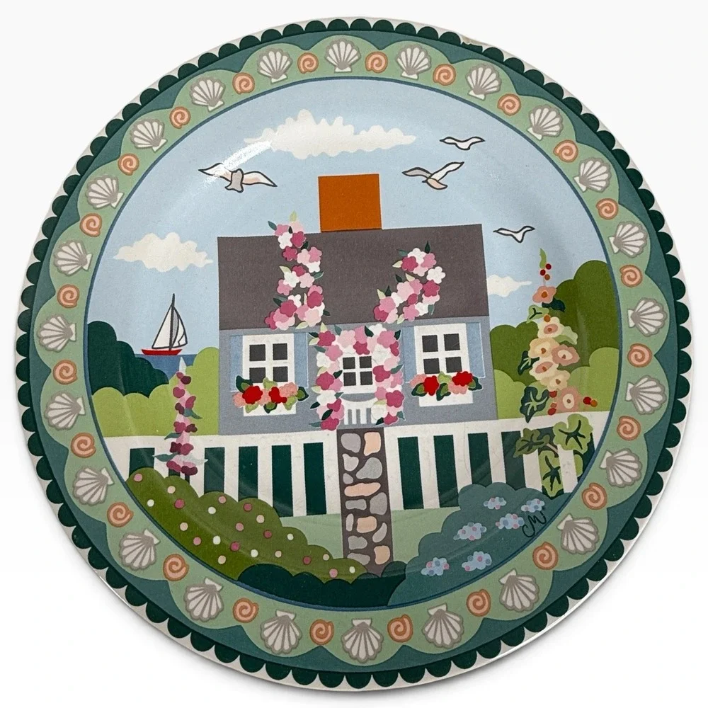 4 Sakura Salad Plates Nantucket Stoneware Claire Murray Complete Set 8.25